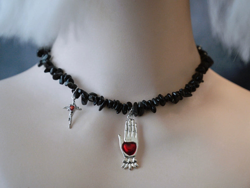 Strange Sugar - Handmade Gothic Lolita Choker, Multiple Pendant Palm