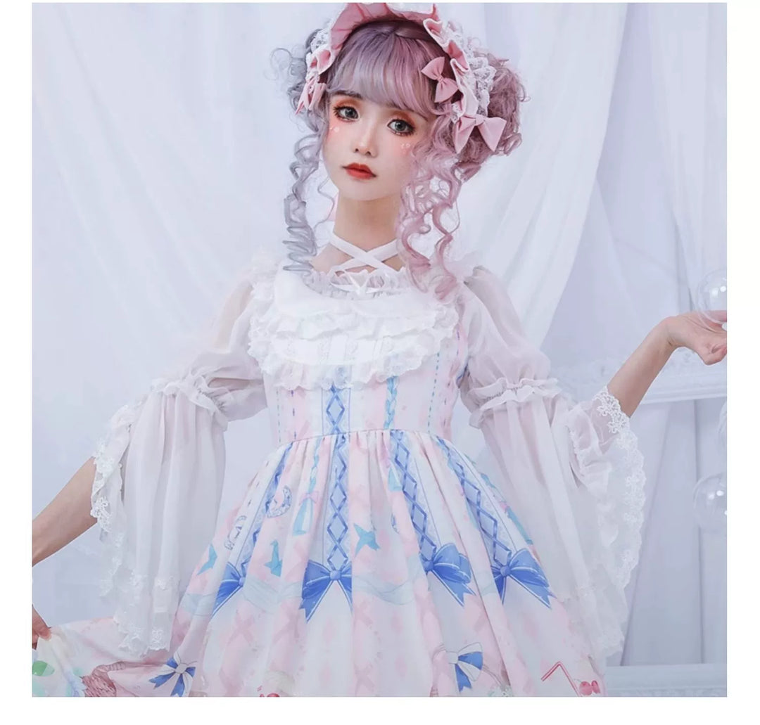 Motadalu~Classic Lolita Shirt Lace Princess Sleeves Chiffon Lolita Blouse