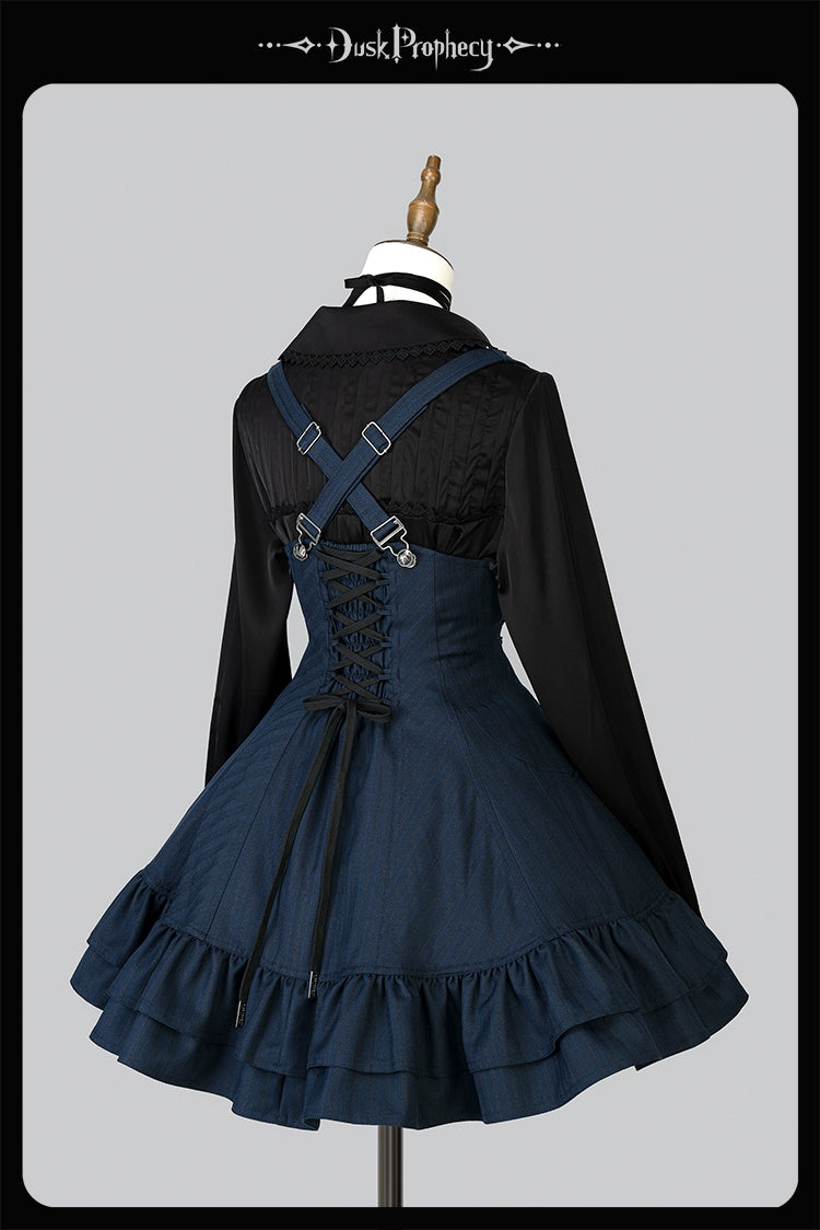 DuskProphecy - Heron - Classic Lolita Striped JSK Dress, Halter Neckline 44313:802891