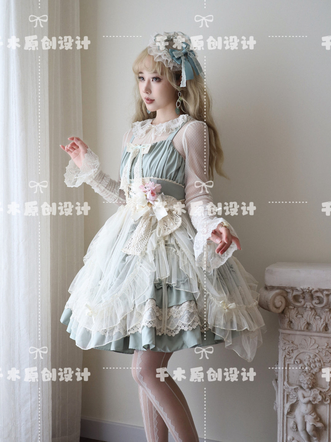 Qianmu~Vivian~Sweet Lolita JSK Doll Lolita Tiered Ruffles Dress 42398:741441