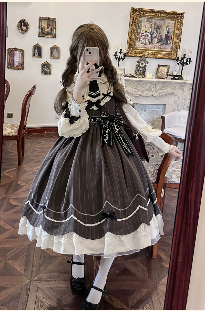 Buling Moon~Sweetheart Puppet~Retro Lolita OP Elegant Daily Lolita Dress   