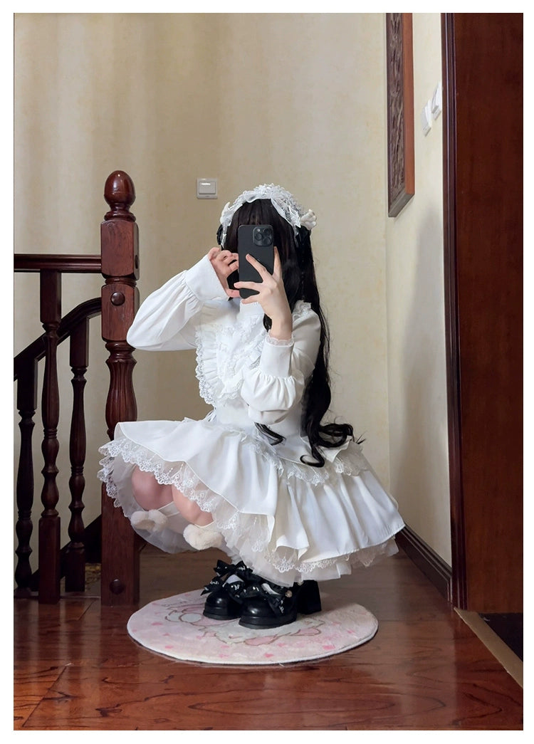 With Puji - Doki - Twin Lolita OP Black/White Goth Dress with Pocketed Shorts