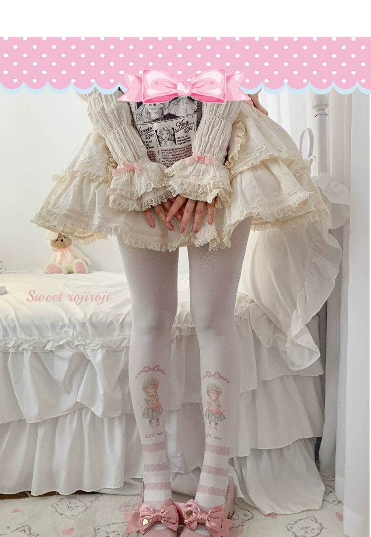 Roji Roji~Sweet Lolita Pantyhose Velvet Print Pantyhose for Autumn/Winter   