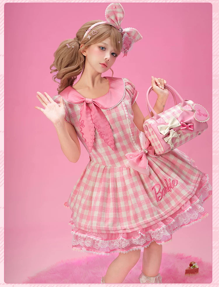 Blossom Daydream - IP Collab Sweet Lolita Dress Set, Pearl Plaid 45899:867292