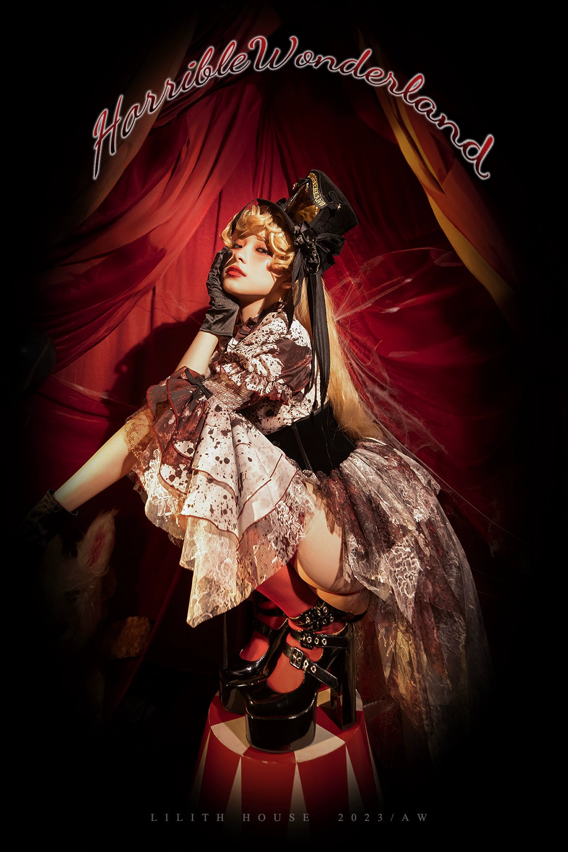 Lilith House~Horror Park~Gothic Lolita Irregular Hem Corset   