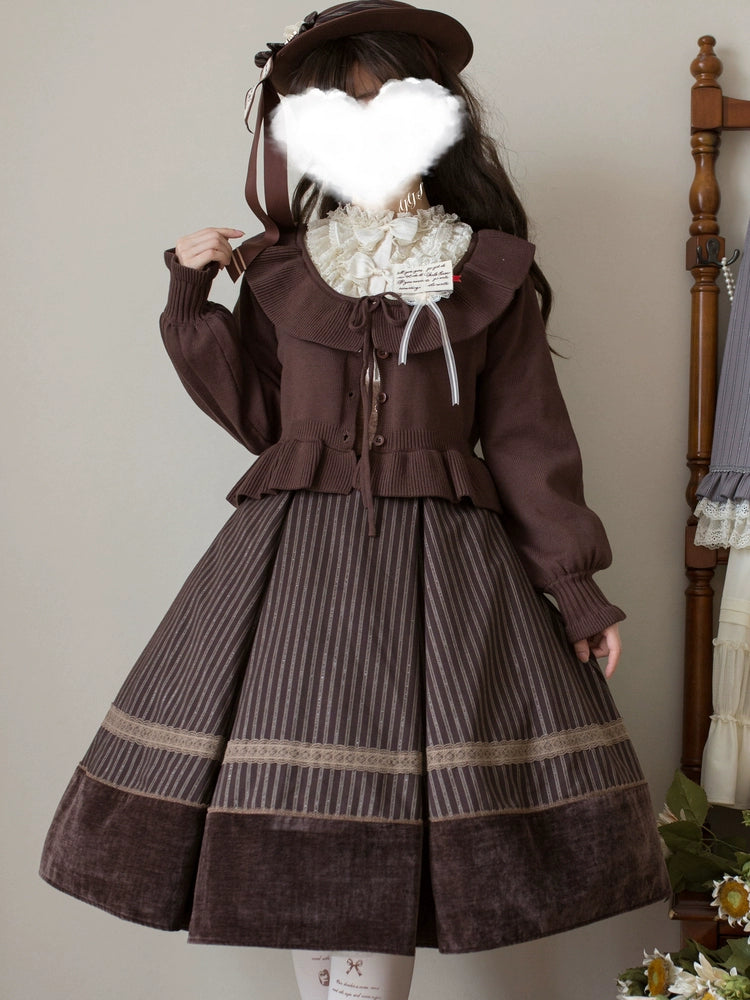 MIST - Lustre White - Kawaii Lolita Sweater Cardigan, Lantern Sleeves 44187:797913