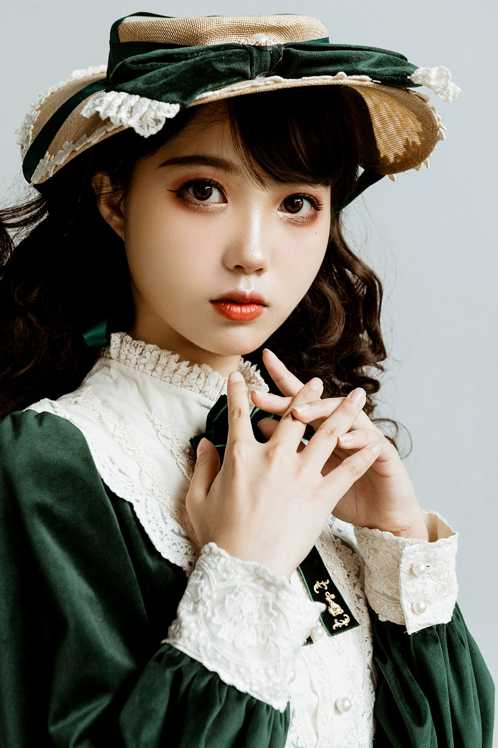 (BFM)Miss Point~Customized Lolita Dress Vintage Elegant Velvet OP Dress 32520:391764