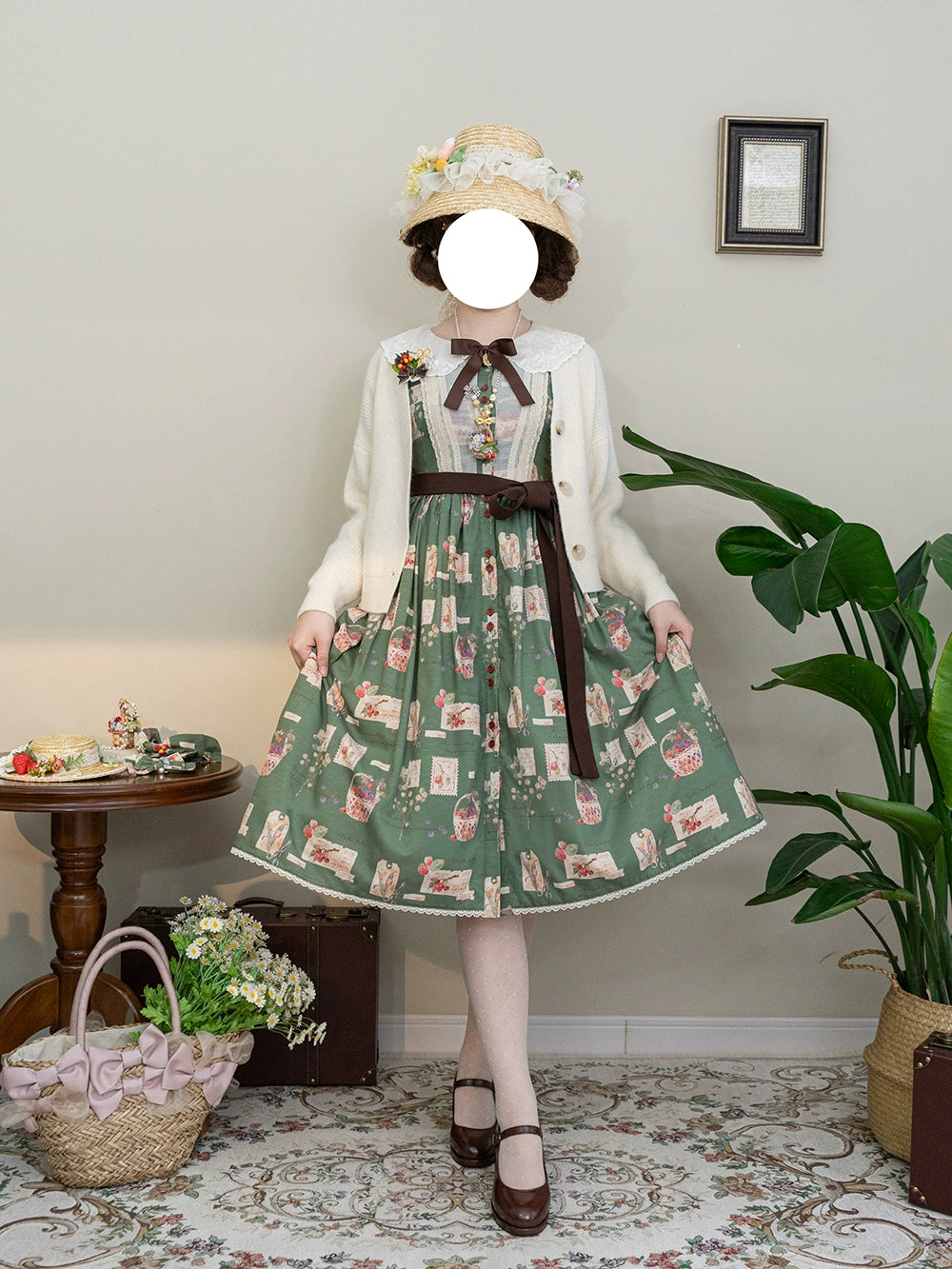 (Buyforme)Miss Point~Forest Lolita Lantern Sleeve OP Casual Dress   