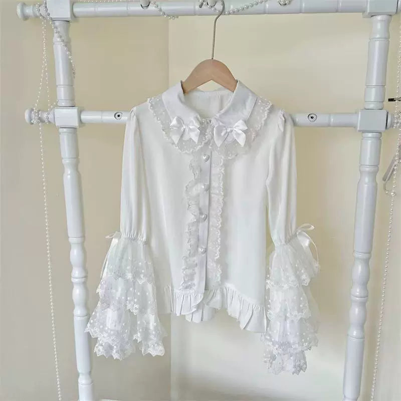 Sugar Girl - Hime Sleeves Sweet Lolita Blouse (White / L M) 43902:787983