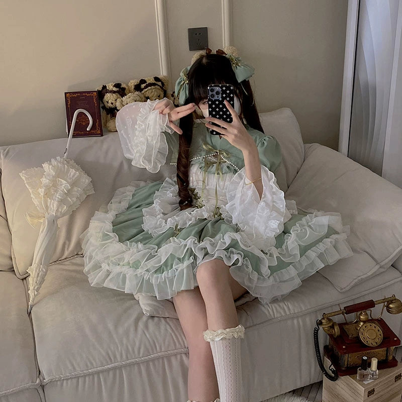 Daydream Whisper~Toting Basil~Plus Size Wedding Lolita Dress Green Bridal JSK 37156:557844