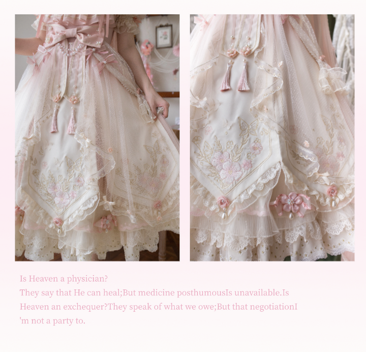 Unicorn Wings~Quetao~Pink Lolita Chinese Style Dress Outfit Halter Collar OP