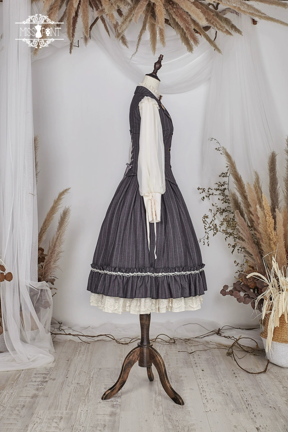 Miss Point~Rose Doll~Elegant Lolita Striped Fishbone Skirt 32524:385324