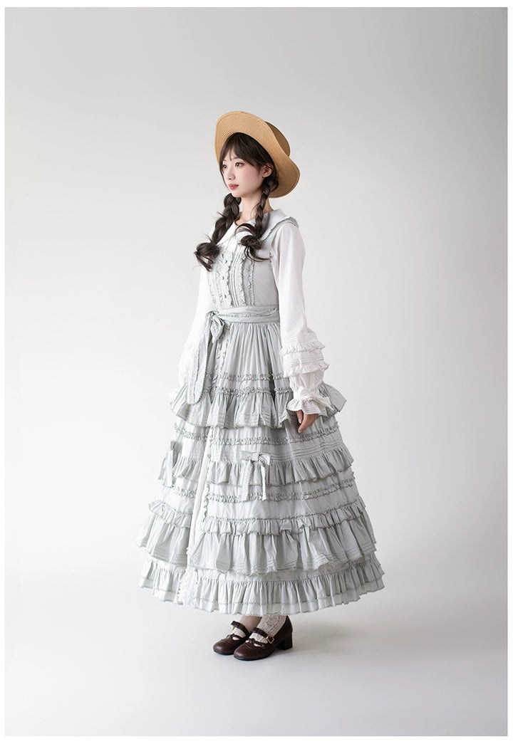 Mumu~Little Lilac~Country Lolita Cotton Jumper Dress Open-Front Lolita Dress 40612:668932