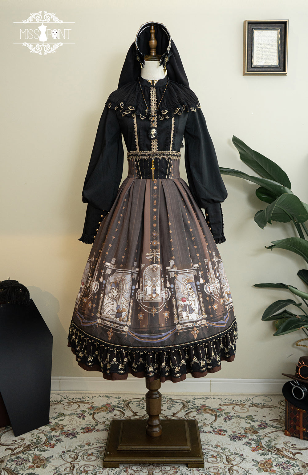 Miss Point - Demon Hunting Notes - Fishbone Gothic Lolita Skirt (2XL L M S XL XS) 33614:433848