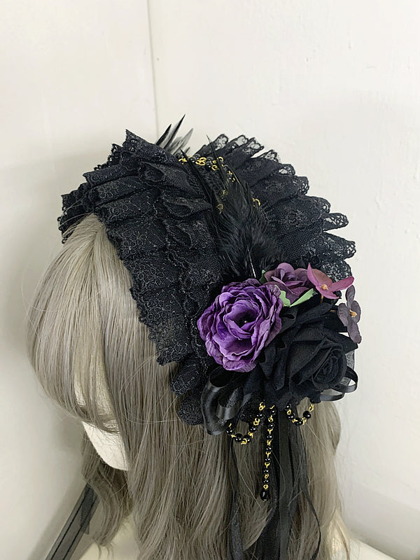 Sweet Jelly Lolita - GothicLolita Headdress Lace Headband with Delicate Florals