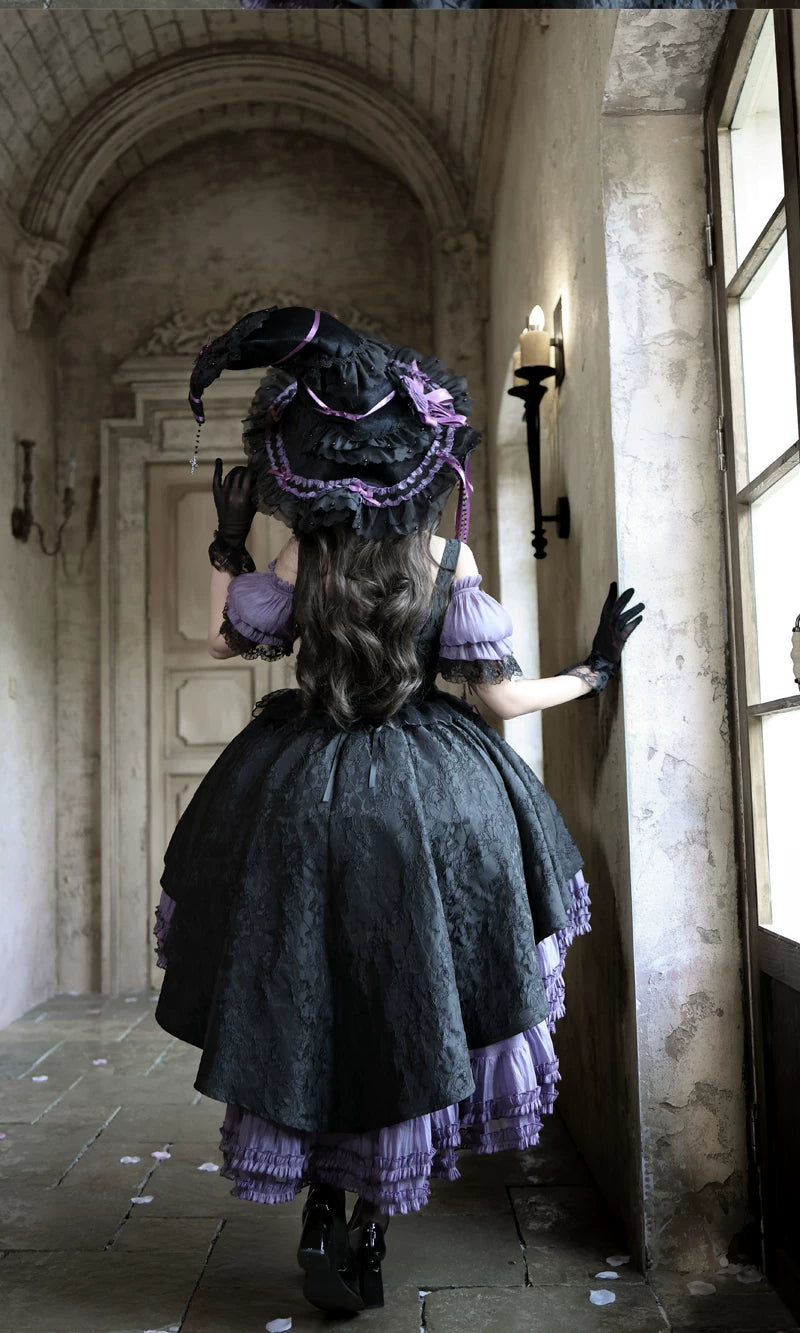 Rose Banquet - Gothic Lolita Boned Bust-supporting JSK Dress, High-low Hem 45815:863572