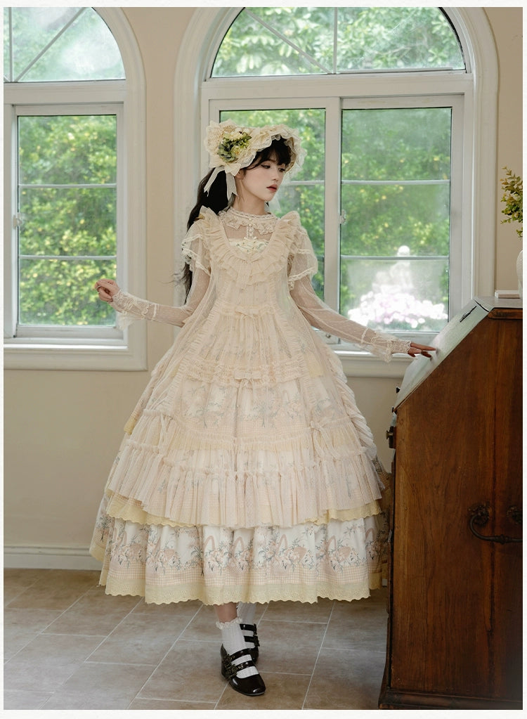 With PUJI~Letters and Poetry~Classic Lolita Tulle Over-Skirt for Summer