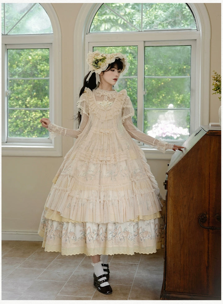 With PUJI~Letters and Poetry~Classic Lolita Tulle Over-Skirt for Summer