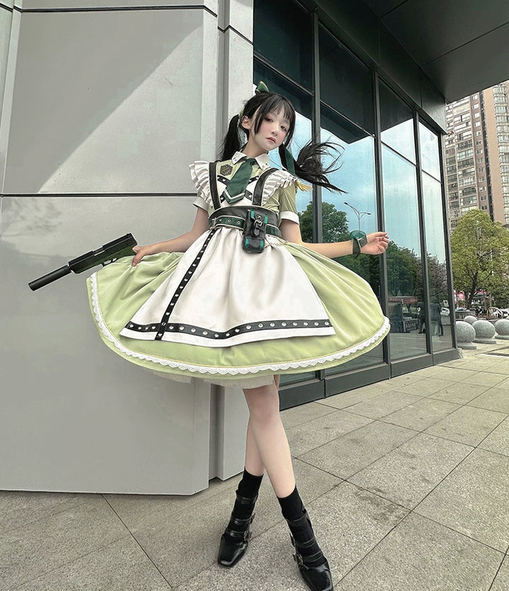 Forest Fluorescent Carps~Girl's Weapon~Military-Inspired Maid Lolita OP Suit