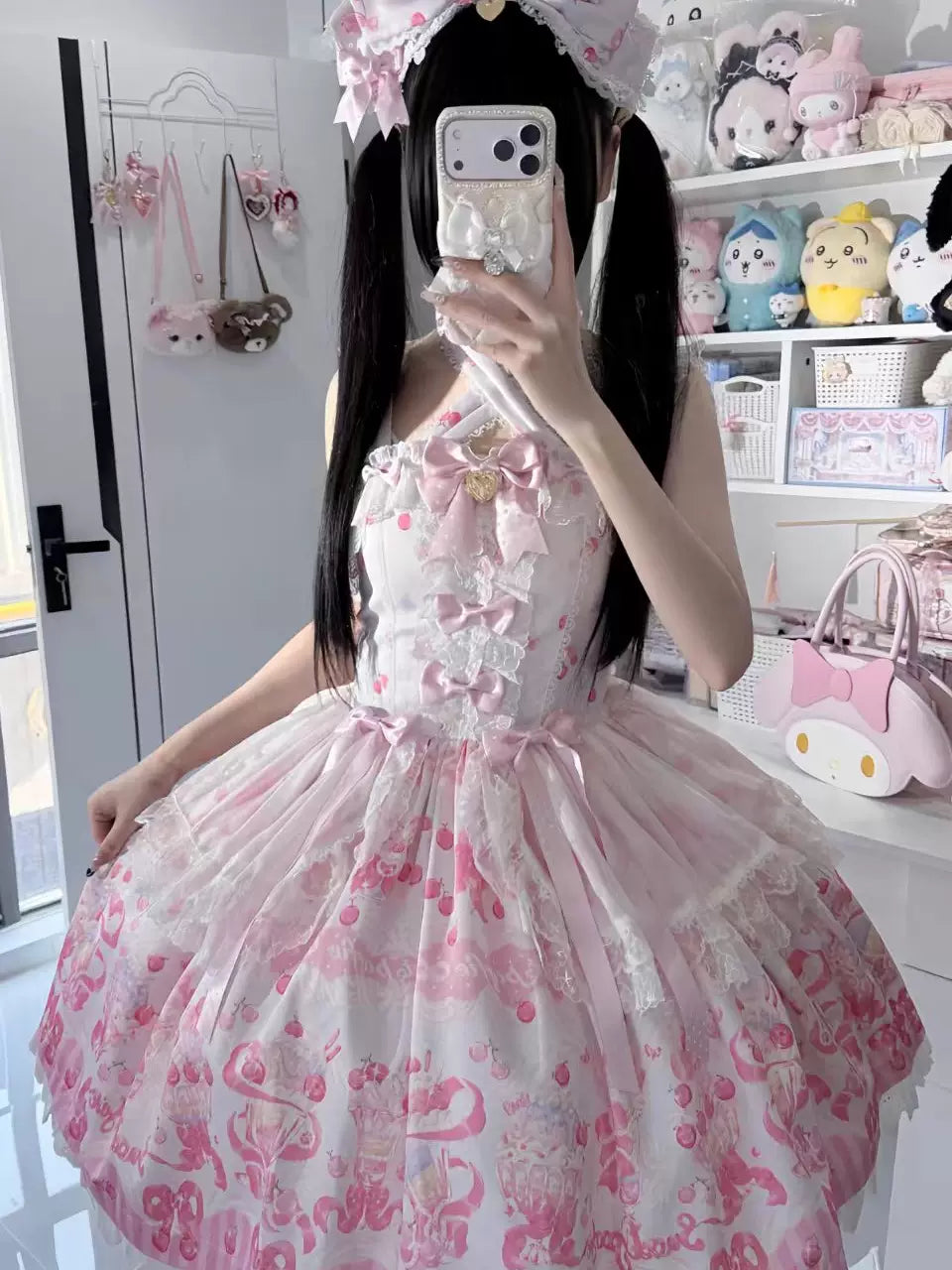 Cherry Parfait - Printed Sweet Lolita Dress, Macaron Colors
