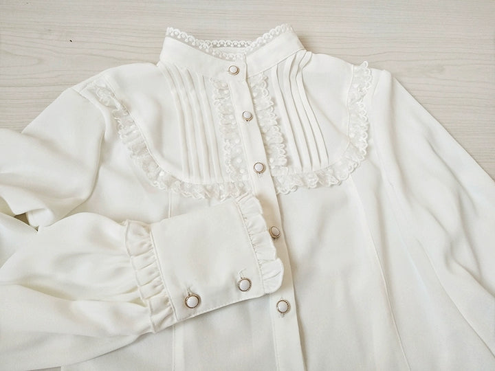 Youlan Lane~Classic Lolita Shirt Elegant Lollita Blouse With Stand Collar   