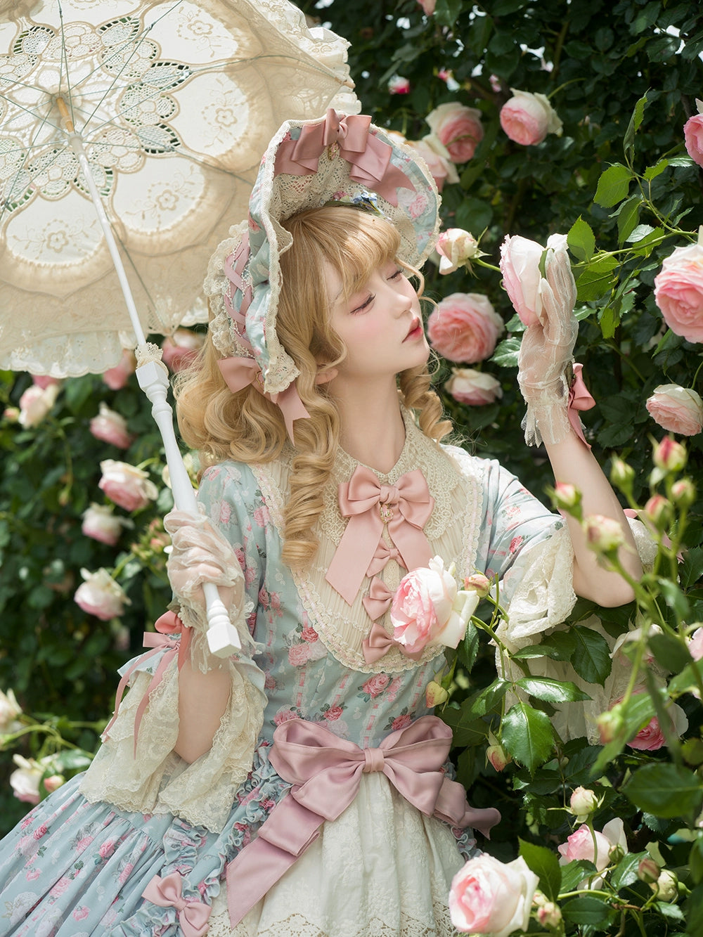 Miss Point~Lilyka Garden~Classic Lolita OP Dress Elegant Floral Wall Princess Sleeve