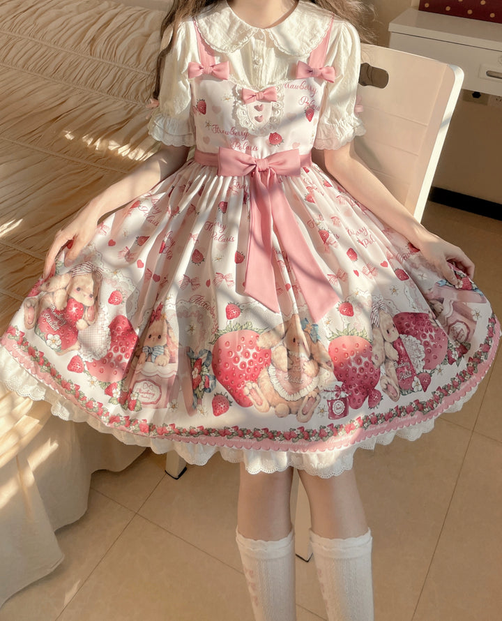 Polaris Lolita~Rabbit Berry Gift Box~Sweet Lolita JSK Pink Lolita Dress   