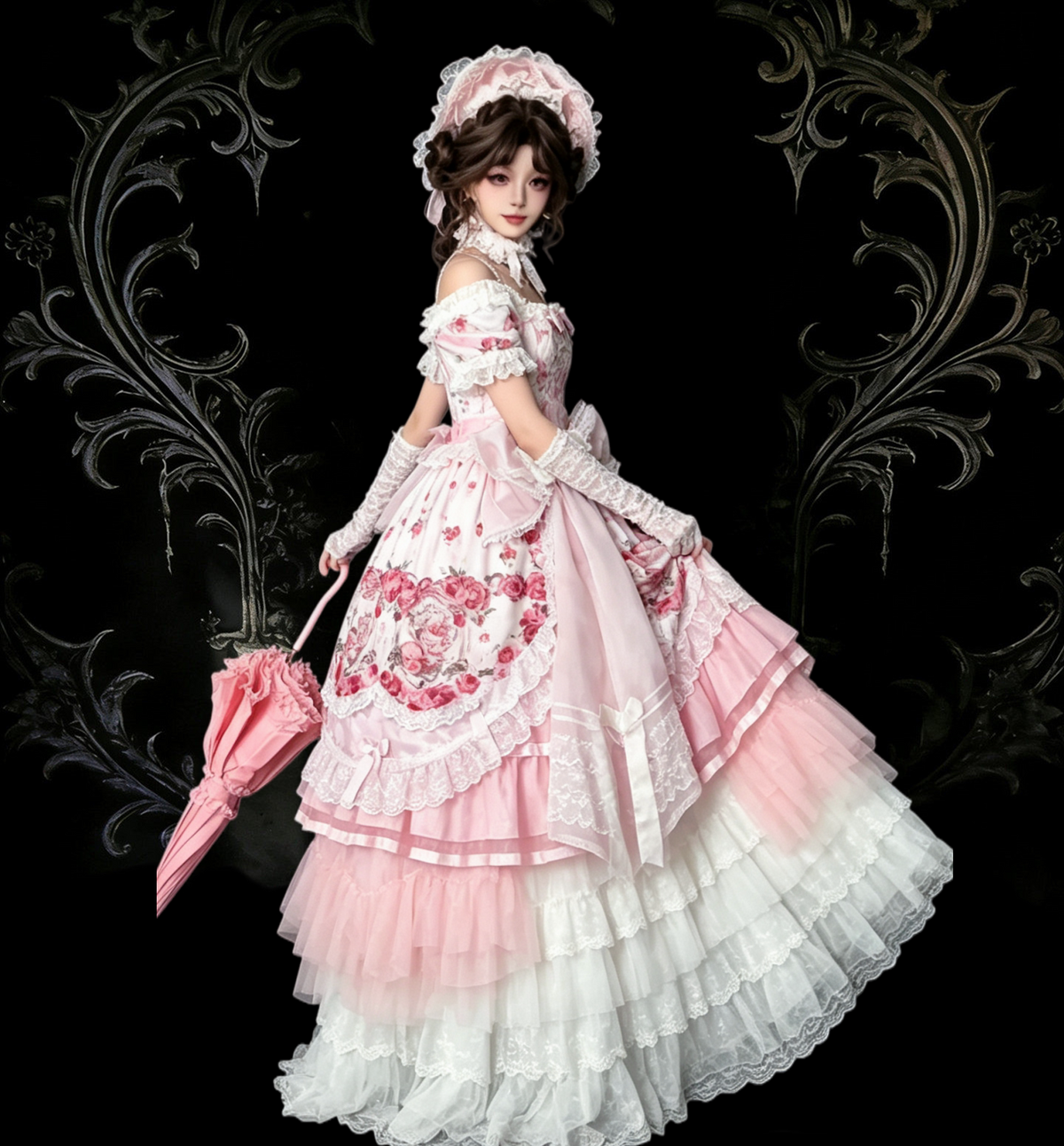 Wedding Lolita Long Volume Underskirt, Layered Ruffles 46117:875461