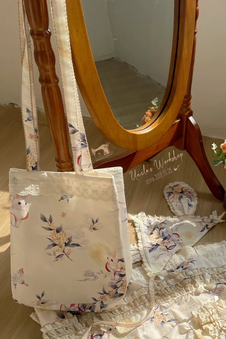Uncle Wall Original~Bay Rabbit's Tale~Sweet Lolita OP Dress Floral Print L Single-shoulder bag 
