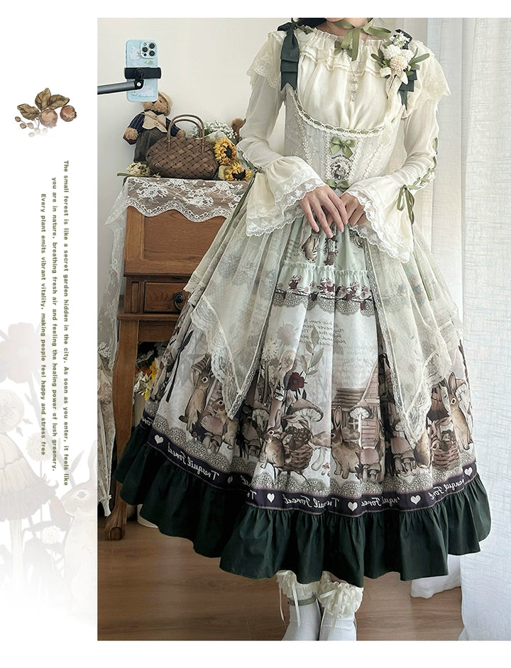 Spireme Cat~Small Forest~Classic Lolita JSK Dress Chest Support Printing Dress   