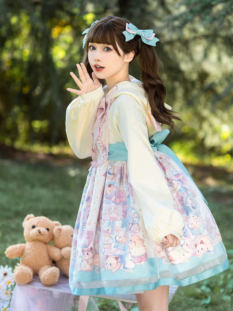 Mewroco~Sweet Lolita Dress Suit Salopette and Hoodied OP