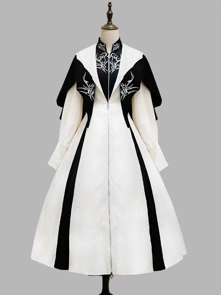 Morning mist and warbler~Dragon Scale~Gothic Lolita Jumper Dress Goth Coat S White Coat 