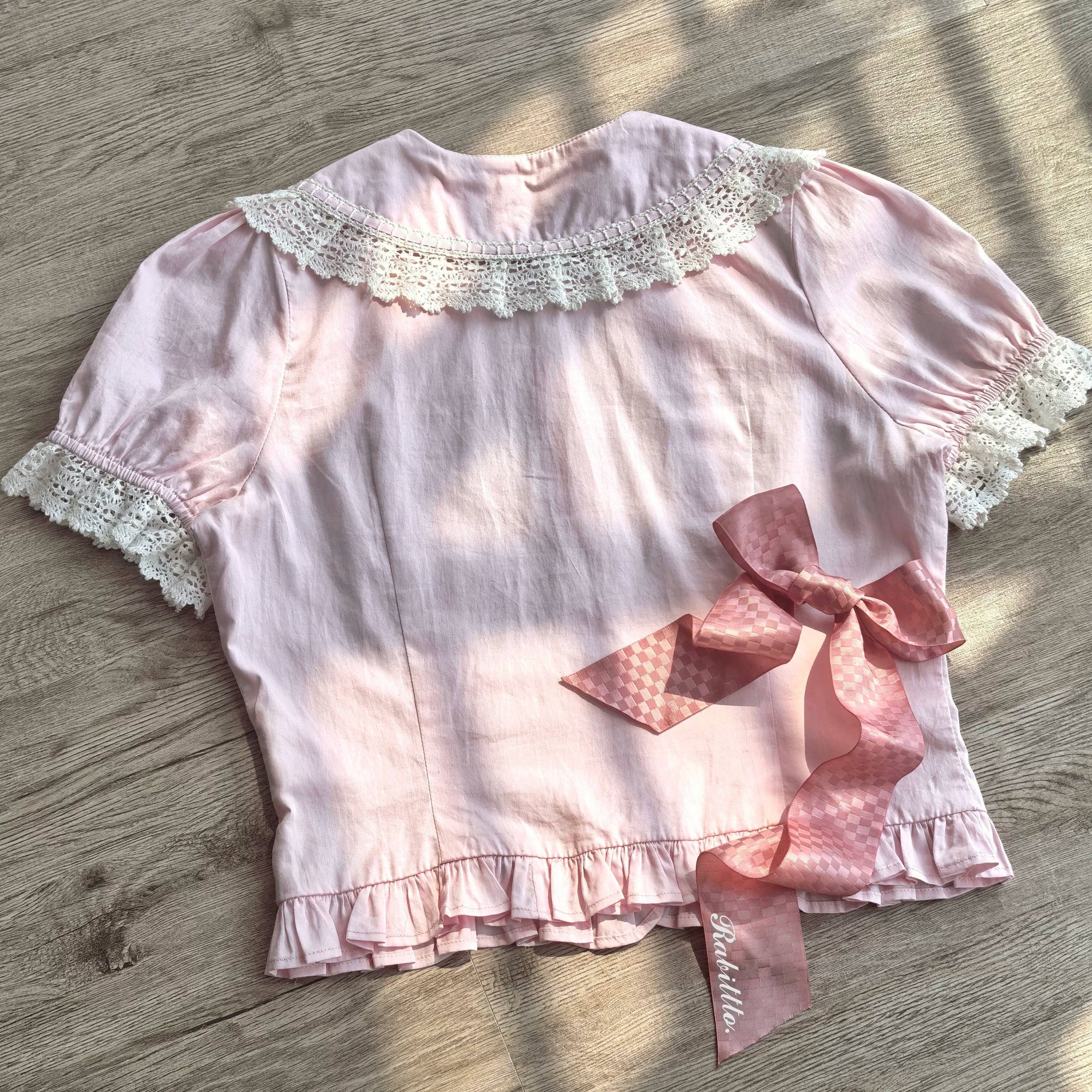Yarn-Woven Doll Clothing - Old School Lolita Cotton JSK, Peter Pan Collar Blouse