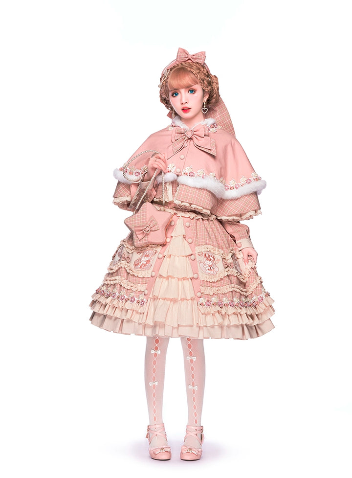 Youpairui~Helford~Sweet Coordinated Lolita Suit Pink Plaid Lolita SK Set   