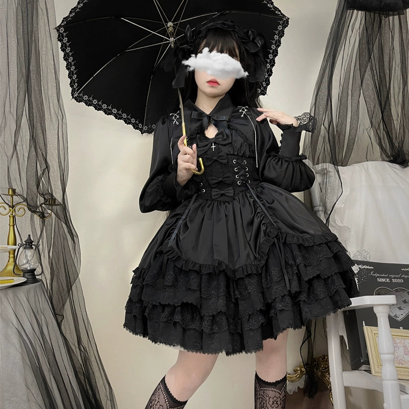 Hanguliang Cross Medal Gothic Dark Lolita JSK and Bolero 42Lolita