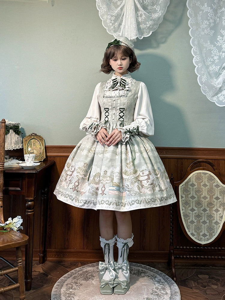 Alice Girl~Iris Study Room~Elegant Lolita JSK Classic Lolita Dress With Square Neck (L M S XL XS) 39302:630846