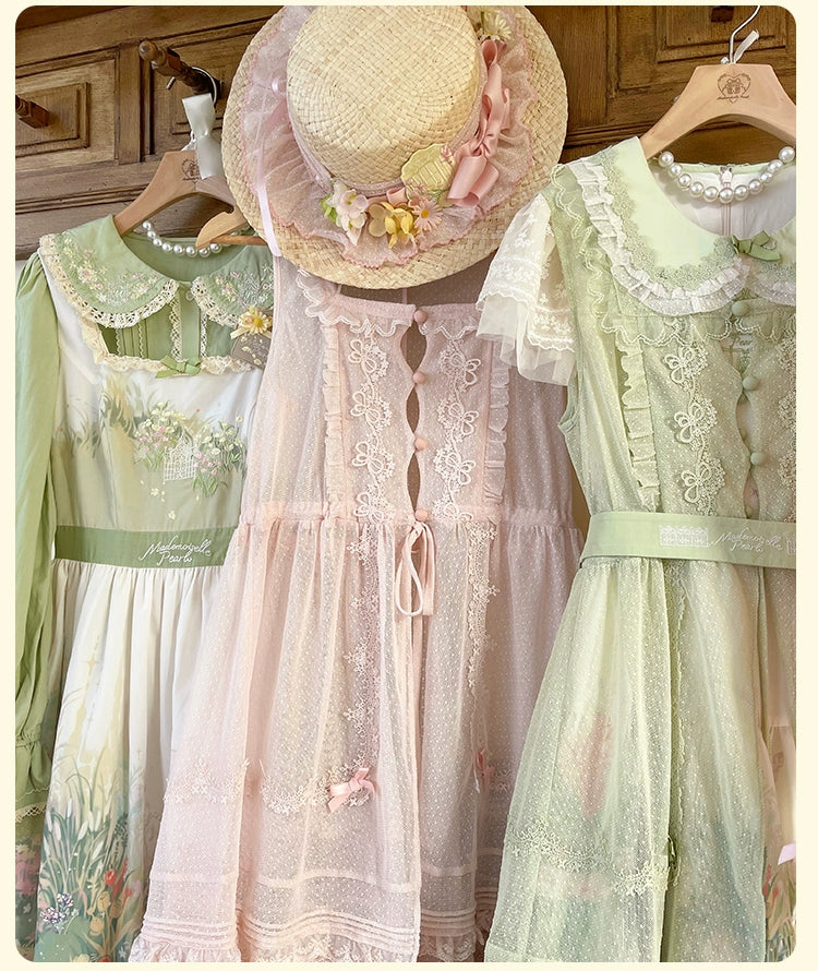 Flower and Pearl Box~Wild Flowers and Fragrant Grass~Country Lolita Dress Floral Print JSK and OP Dress Set 35380:486496