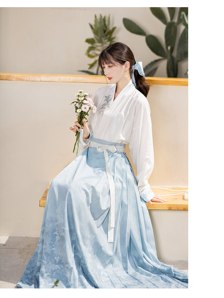 Chixia~LAN Shunhua~Han Lolita Improved Outfits blouse+horse face skirt(with a hair band) S 