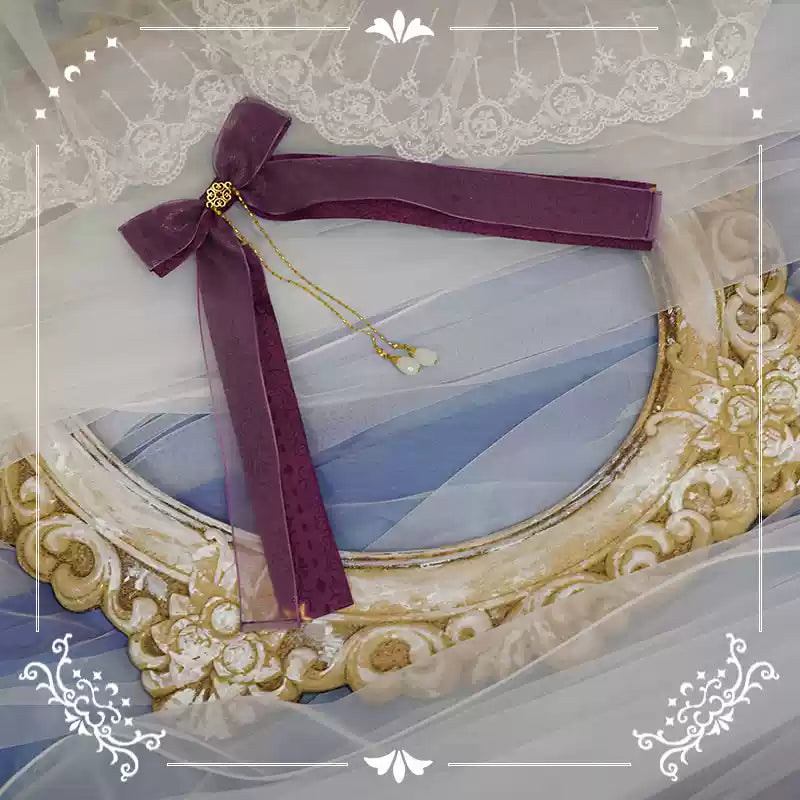 NyaNya - Bright Moon On The Sea - Lolita Headdress and Accessories long tail side clip(1 piece)- purple