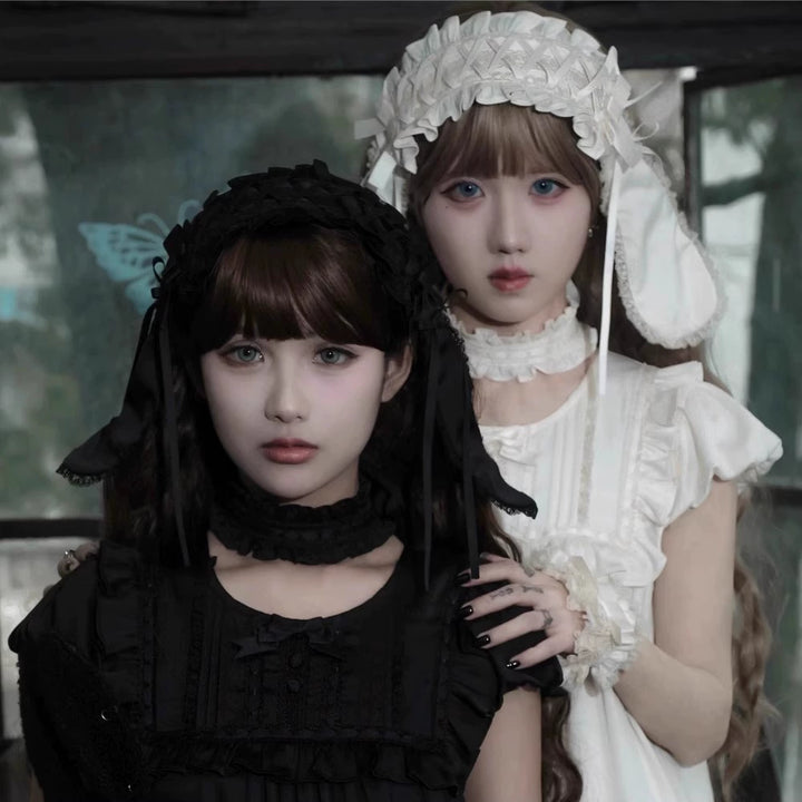 Kuroya~Dreamcatcher~Twin Lolita OP Set Bunny & Kitty Inspired Dress Suit 42987:760901