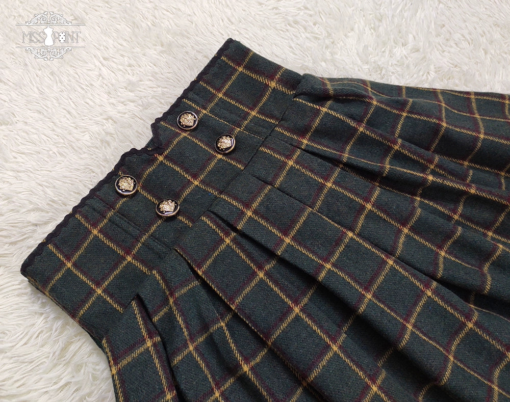 (BFM)Miss Point~Rose~Elegant Lolita Fishbone Grid Skirt Customized 32512:384894