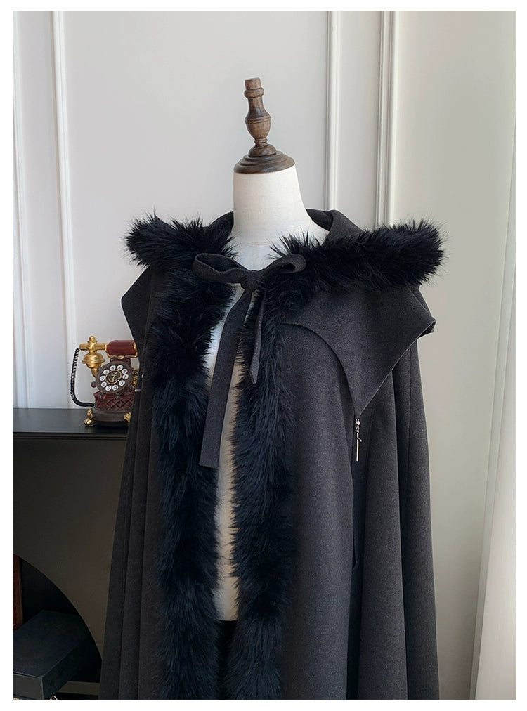 With PUJI - Letter and Poetry · Raven's Night Song - Gothic Lolita Black Cloak 43908:788678