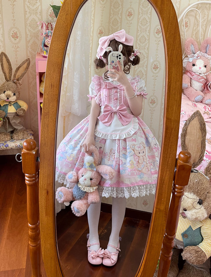 (BFM)Hanguliang~Sweet Bunny Bear~Sweet Lolita Jumper Dress Cute JSK