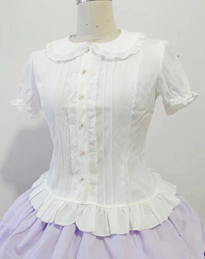 Sweet Angel~Daily Lolita White Short Sleeve Shirt S white 