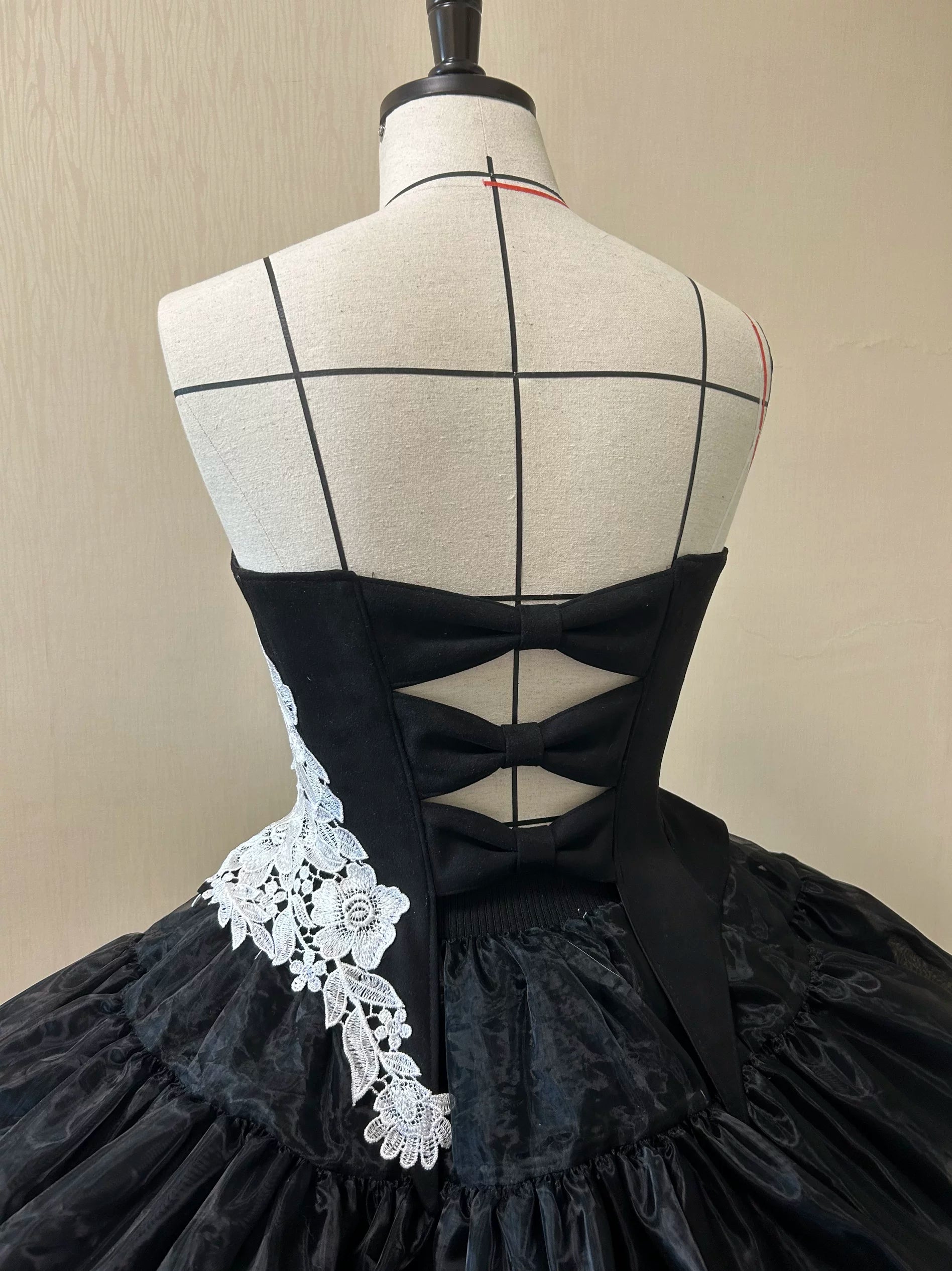 The Cage - Gothic Lolita Fishbone Bodice, Embroidered Appliqués