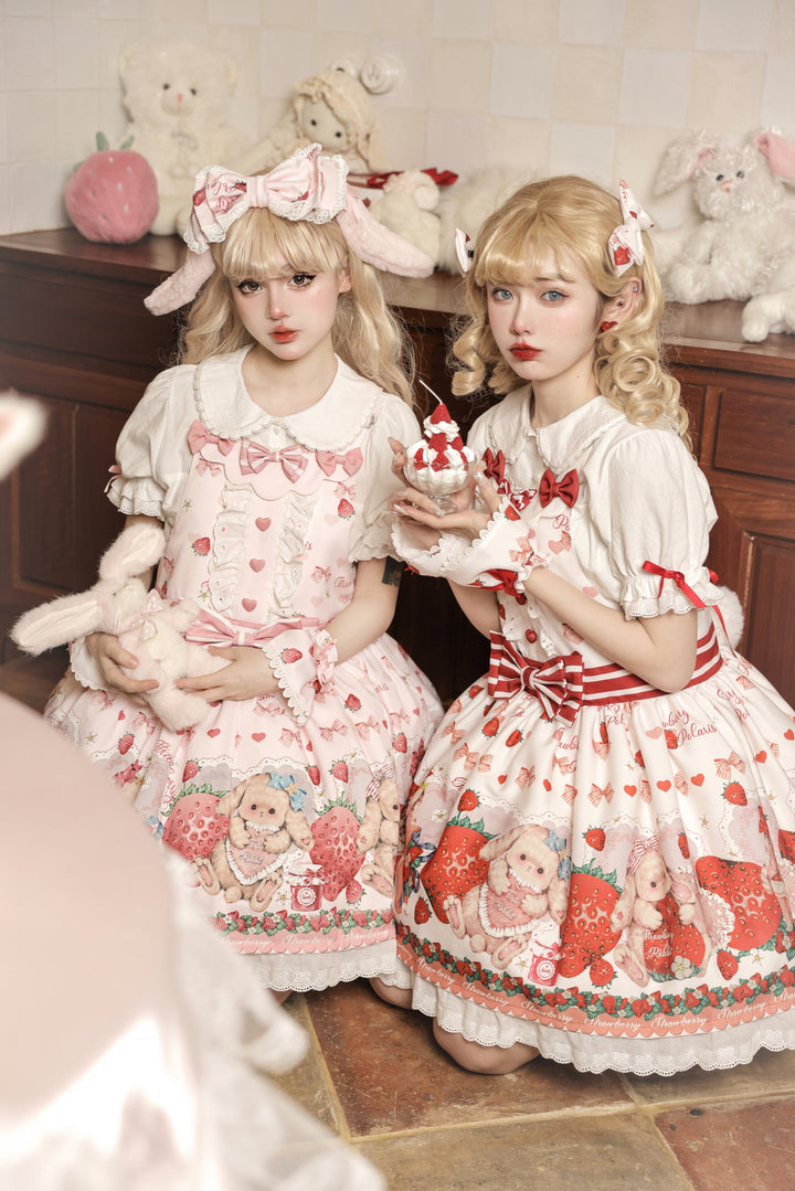 Polaris Lolita~Rabbit Berry Gift Box~Sweet Lolita Salopette and Dress Set   