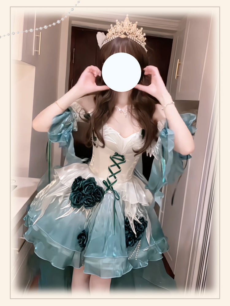 Meowing and fruity~Swan Fantasy~Fairy Lolita Short JSK Ballet-Style Jumper Dress