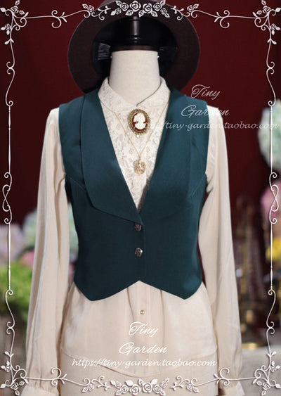 Tiny Garden~Old Love Songs~Lolita Elegant Vintage SK and Waistcoat S-waistcoats dark green 