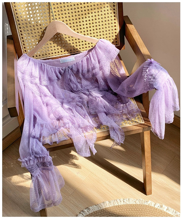 With PUJI~Letters and Poetry~Summer Classic Lolita Tulle Lace Bolero with Multi-Color 42928:758079
