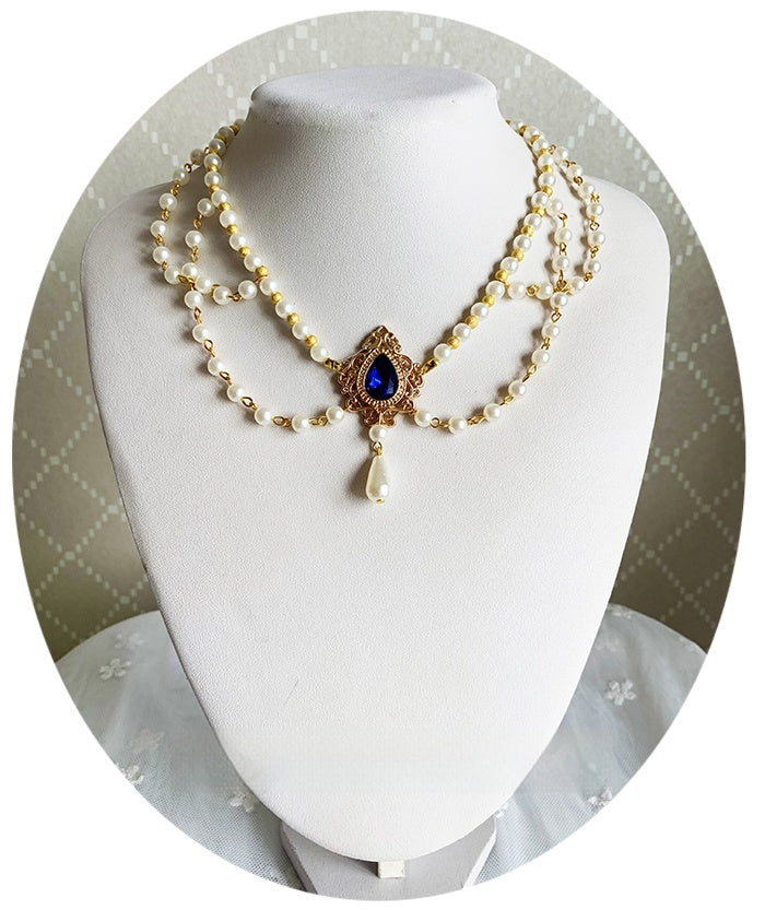 Luo Li~Wedding Lolita Necklace Multi-layer Pearl Pendant   